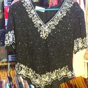 𝅺VINTAGE Lawrence Kasar Beaded Women's Top L/XL